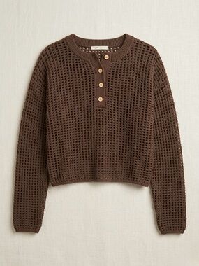 Pull&Bear Dark Brown Crochet Sweater
